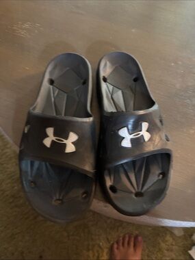 Under Armour Black Slides with White Logo Accent